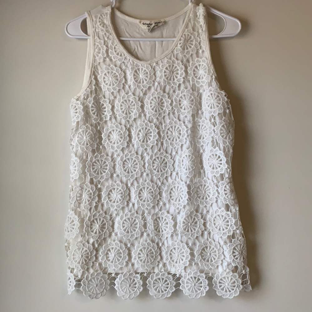 Lace Flower White Tank
